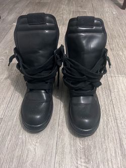 Black Leather High-Top Combat Boots
