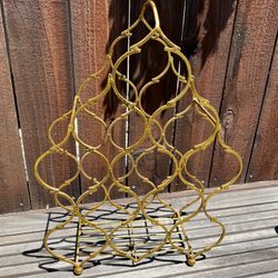 Hollywood Regency Gold Tone Wine Rack 
