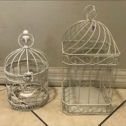 3 White and black birdcages decorative only