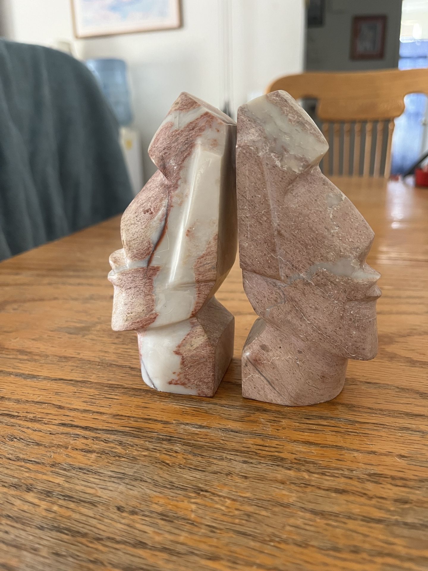Rock Marble Stone Small Book Ends Faces Is Rare Design