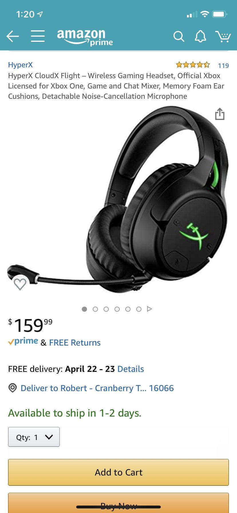 Xbox one top of the line wireless gaming headset (hyper x)