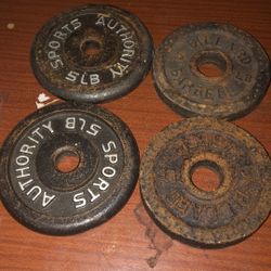 4 Iron Dumb Bell Plates  5lbs Each