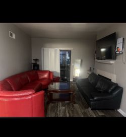 Red leather couch