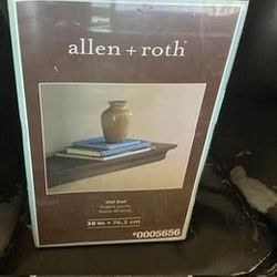 New in the box Allen + Roth floating shelf Java finish 30” by 7.64” by 2.64” w/mounting hardware