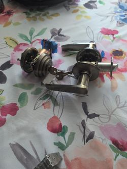 Antique Brass Door Handle And Deadbolt Set