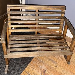 Small Children Or Toddlers Rocking Bench Made Of Real Wood 