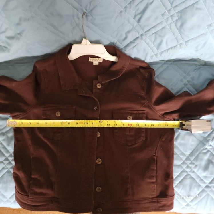 One World Womens Jean Jacket in Brown XL