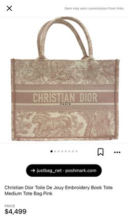 Christian Dior Toile De Jouy Embroidery Book Tote Medium Tote Bag Pink