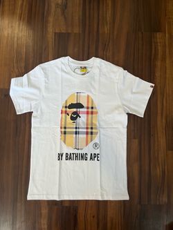 BAPE A Bathing Ape Plaid Graphic Tee White Size L