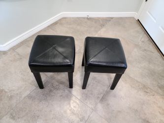 Black Leather Stools (Pair)