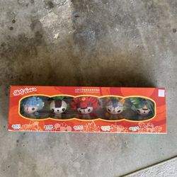 Brand New Vintage Beijing 2008 Fuwa Olympic 5 Small Plush Mascots