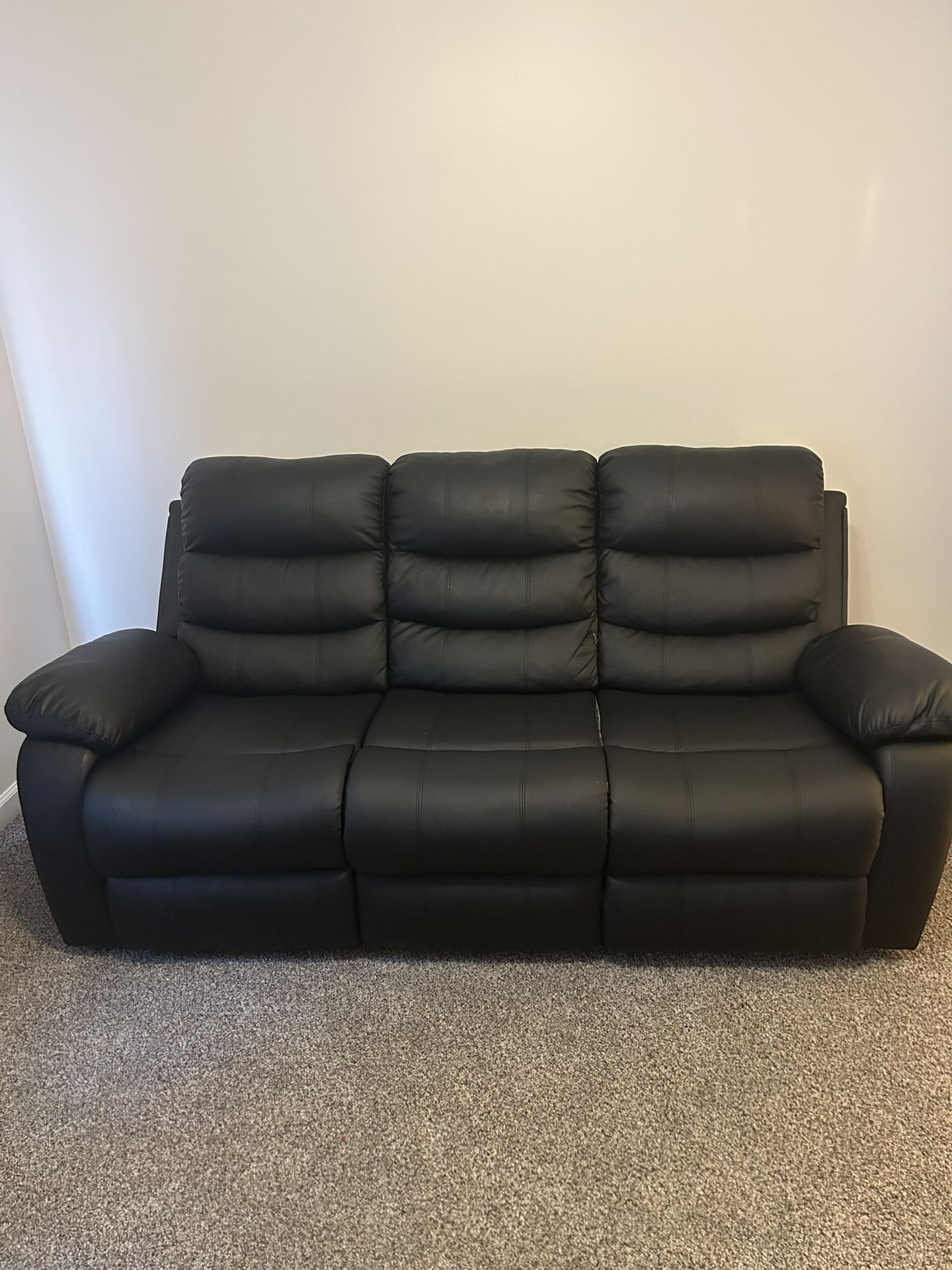 Black Leather Sofa And Love Seat