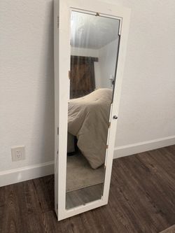 White wall mount Mirror Jewelry Armoire