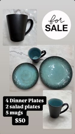 Aqua And Brown Plate Set