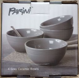 Gray Ceramic Bowls 4 Ct
