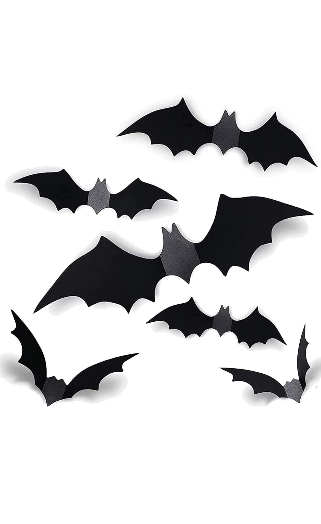 Halloween Window Decorations, 60 PCS PVC 3D 4 Sizes Realistic Scary Bats Window Decal Wall Stickers for Home Bathroom Indoor Hallowmas Decoration Part