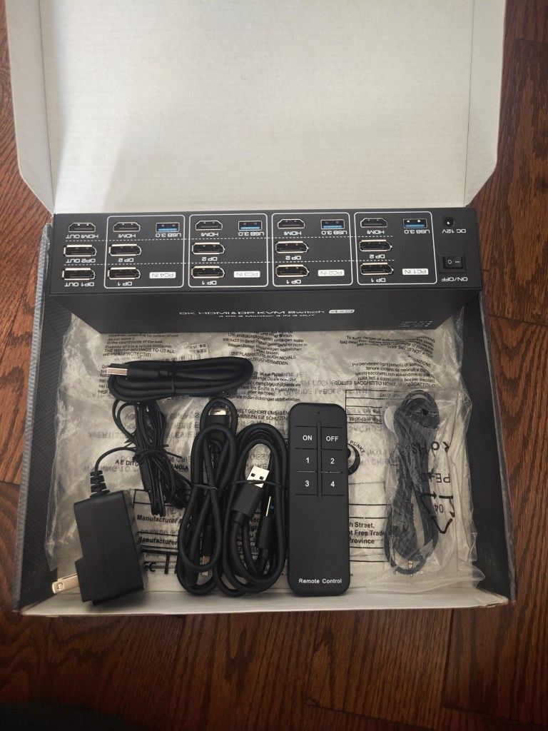 8K HDMI & DP KVM Switch 4x3 New