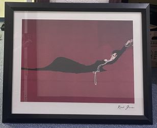 René Gruau Rare 1980 Lithograph - “Sofa Rouge” - Framed Art