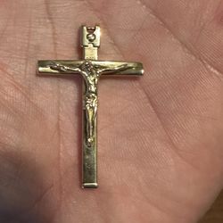 14k Gold Religious Jesus Cross Pendant 