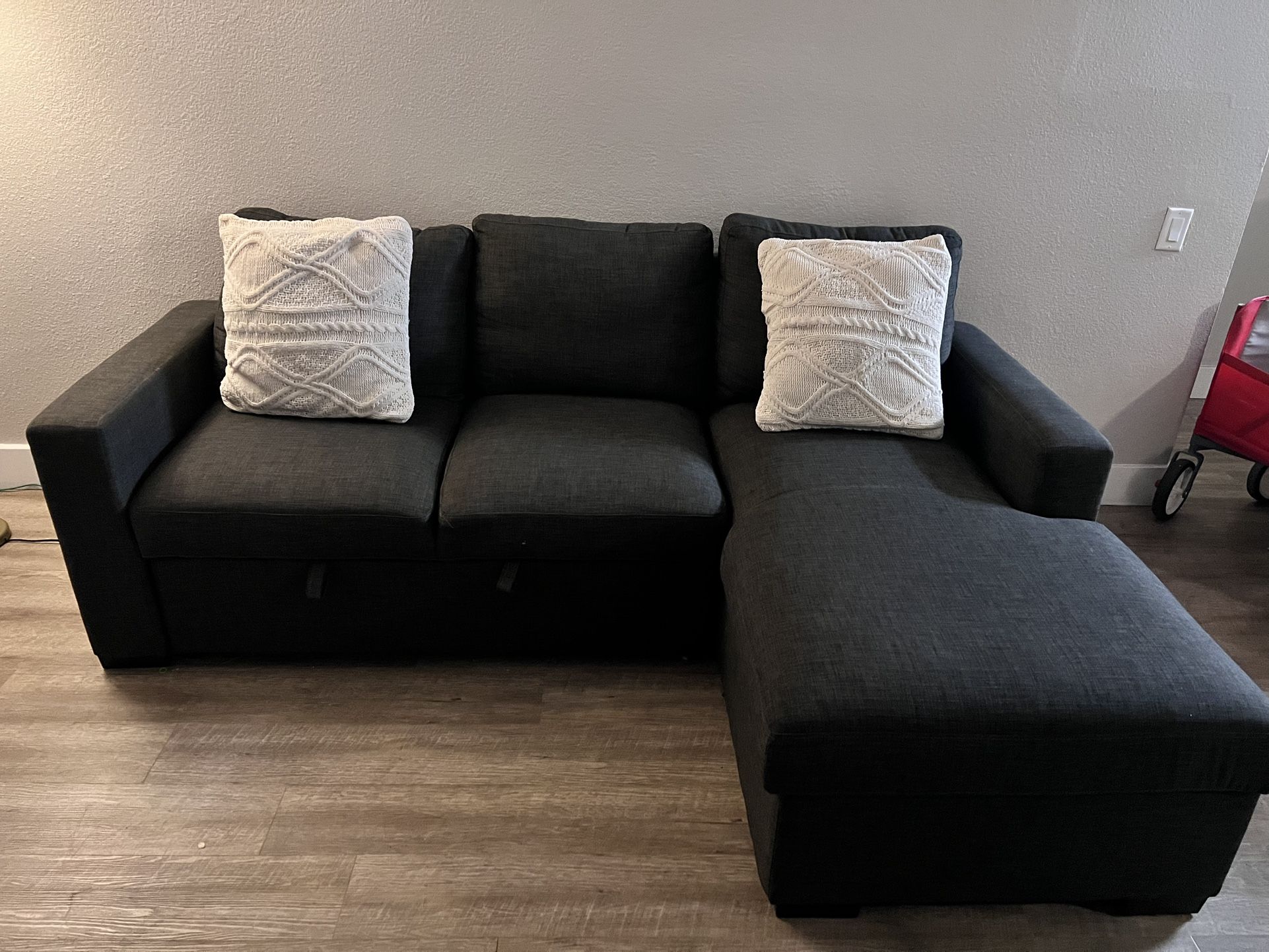 2 Piece Sectional With Pullout Sleeper And Chaise