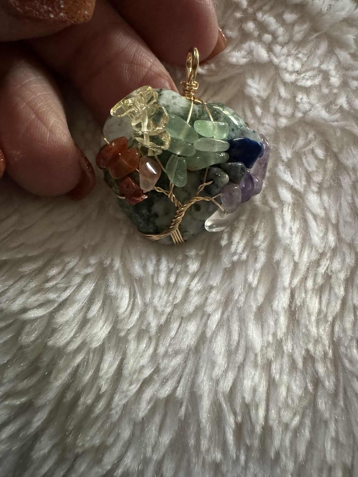 NEW Agate Tree of Life Pendant with Authentic Gemstones