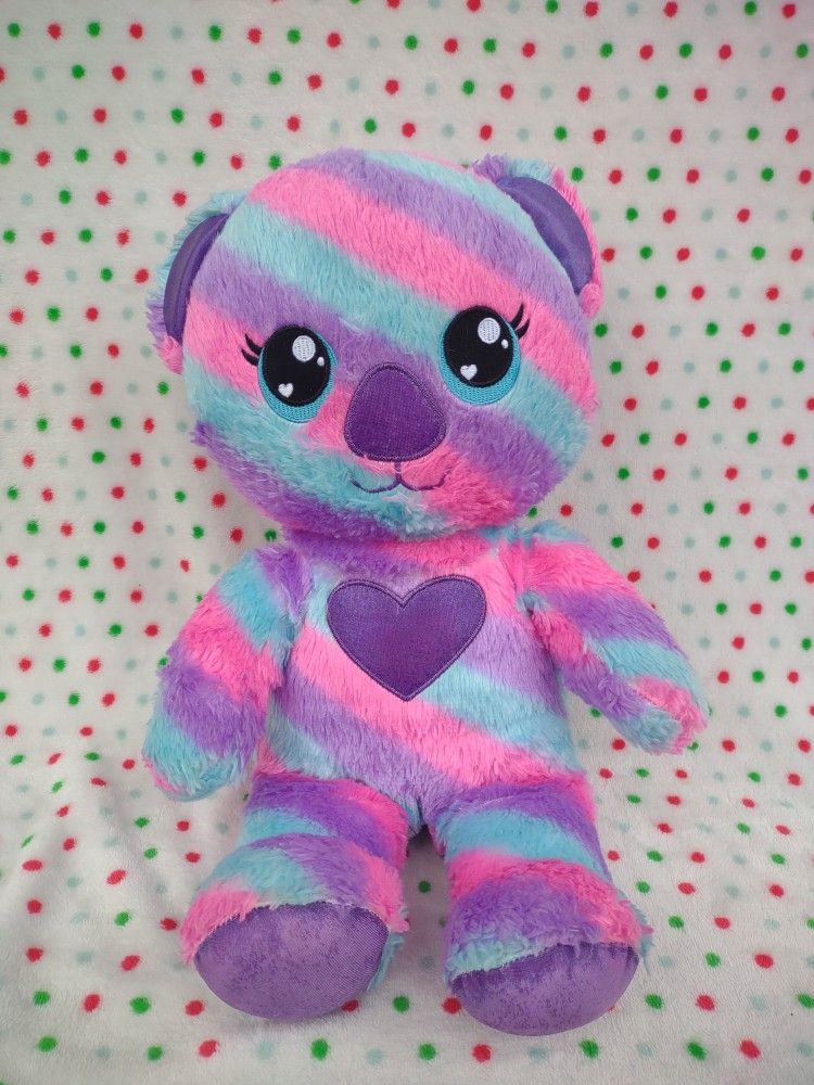 Build A Bear Striped Koala Bear 16” Striped Pink Blue Purple