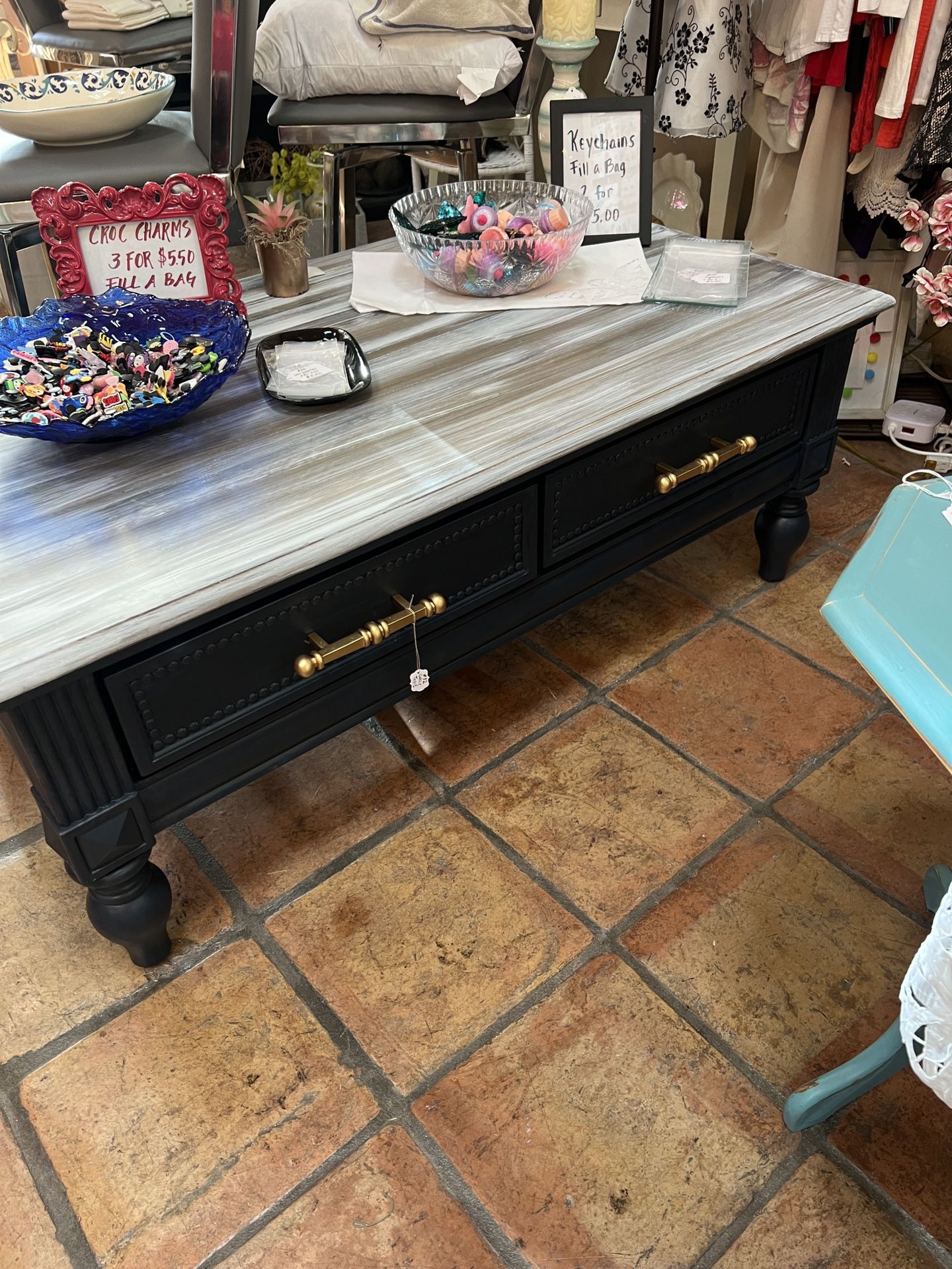 Navy And White Coffee Table 