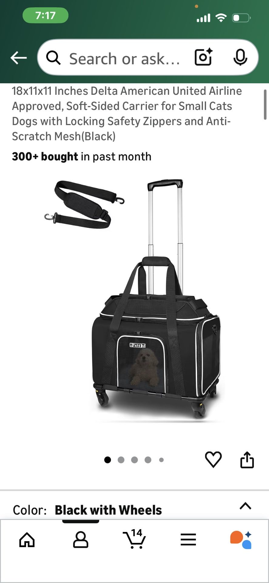 Petskd Top-Expandable Pet Carrier with Wheels 18x11x11 Inches Delta American United Airline Approved, Soft-Sided Carrier for Small Cats Dogs with Lock