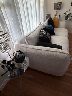 Cream chenille sofa