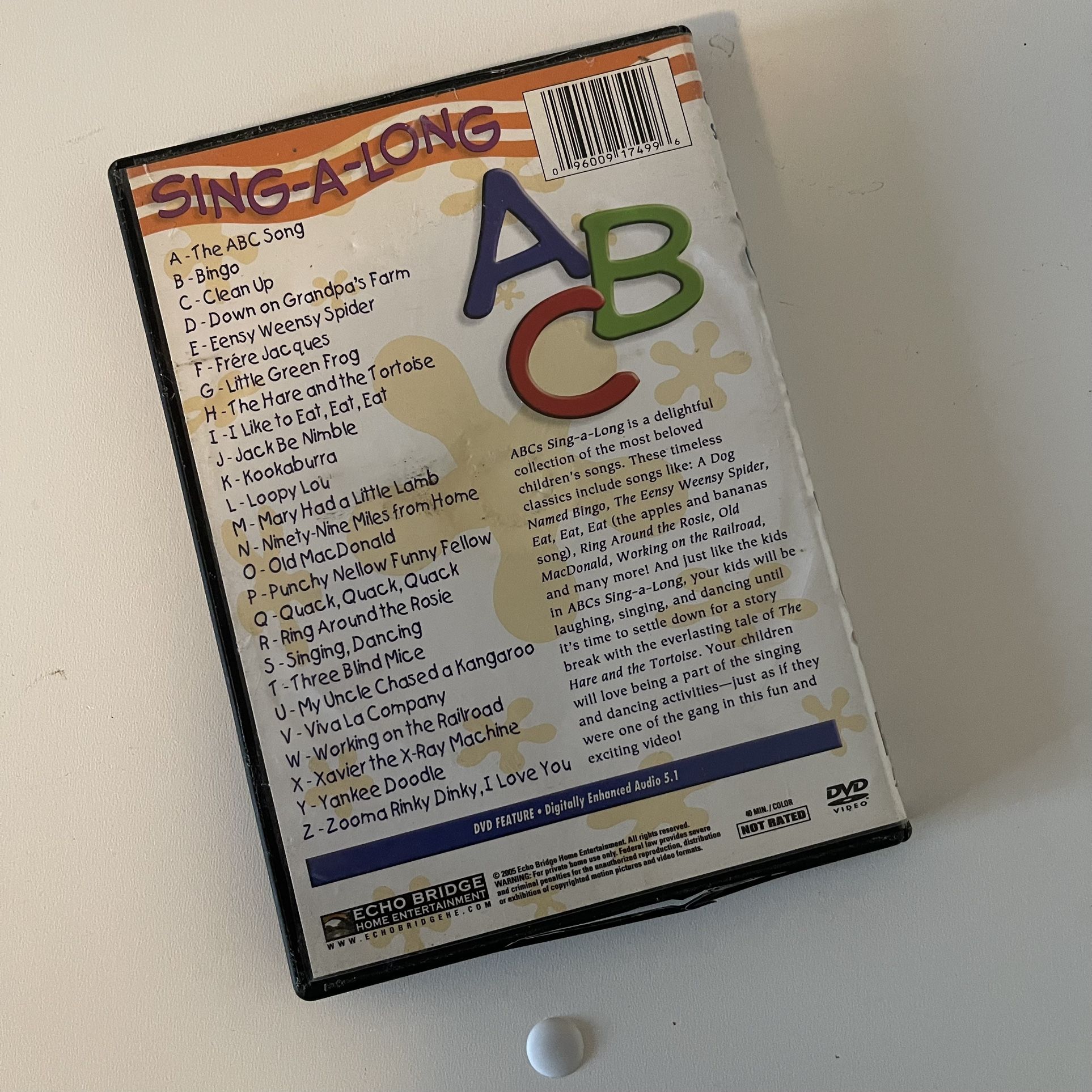 ABC's Sing-A-Long DVD Over 25 Song Untested DVD for Sale in Port