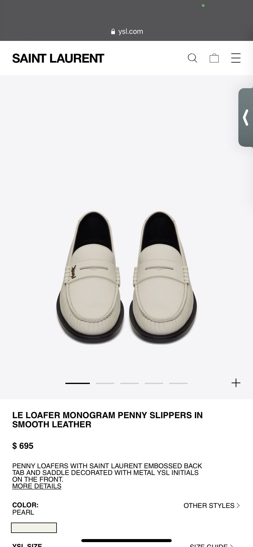 YSL Saint Laurent LE Loafer Monogram Penny Slippers In Smooth Leather