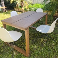 Dining Table, oak veneer brown stained