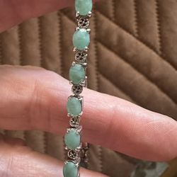 Sterling Silver Tennis Bracelet Jade