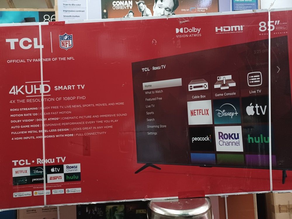 85" Screen Led Smart 4k By TCL With Roku Streaming.  Endless Entertainment.  Brand New 