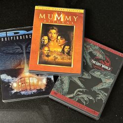 🚨Bargain: 3 Action/SciFi DVD 📀 Mummy Returns, Lost World, Independence Day