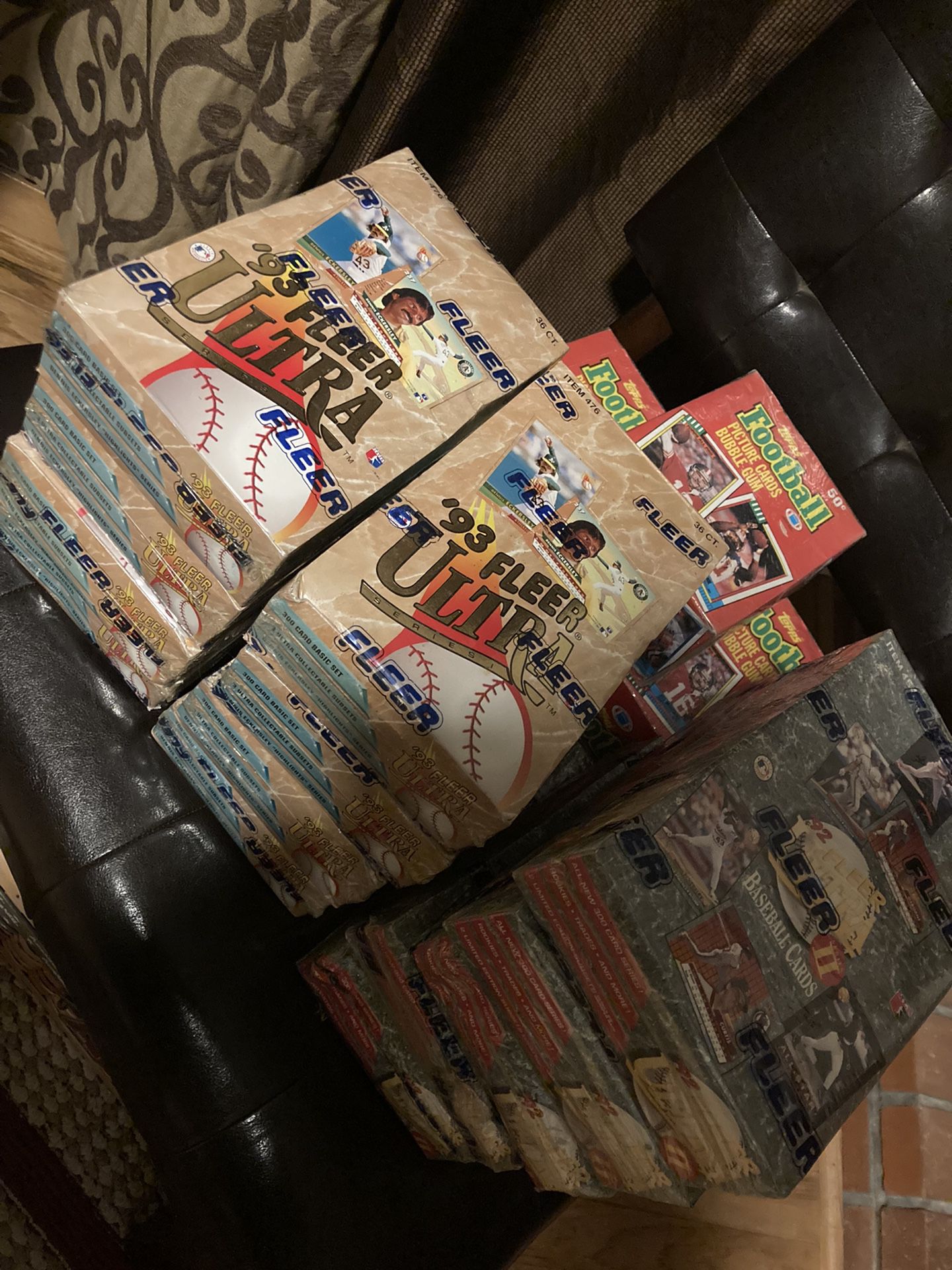 16 Boxes Unopened Of Baseball And Football Cards