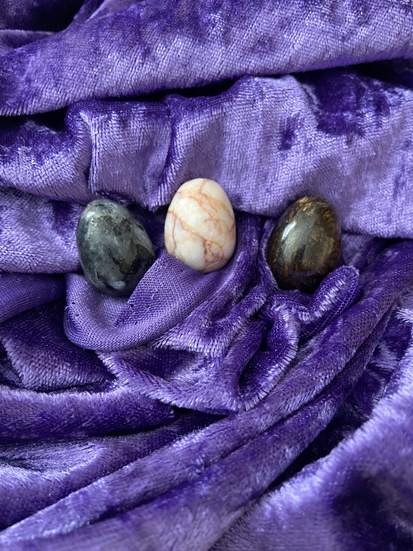 3 Small 1” Marble or Natural Stone Polished Eggs