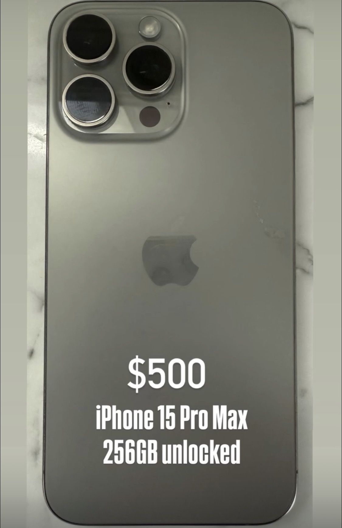 iPhone 15 Pro Max 256gb Unlocked (small hairline crack)