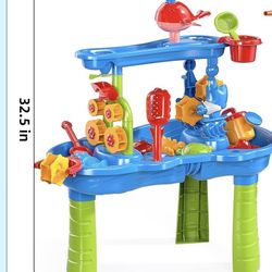 Water Table for Kids Ages 4-8 with Water Pumb, Summer Outdoor Sand Water Table for Boys Girls, Kids Water and Sand Activity Sensory Toys for Toddlers 