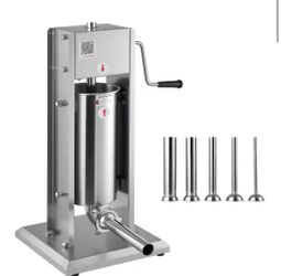 VEVOR 11 lb Vertical Sausage Stuffer, Dual-Speed, Stainless Steel, 5 Tubes