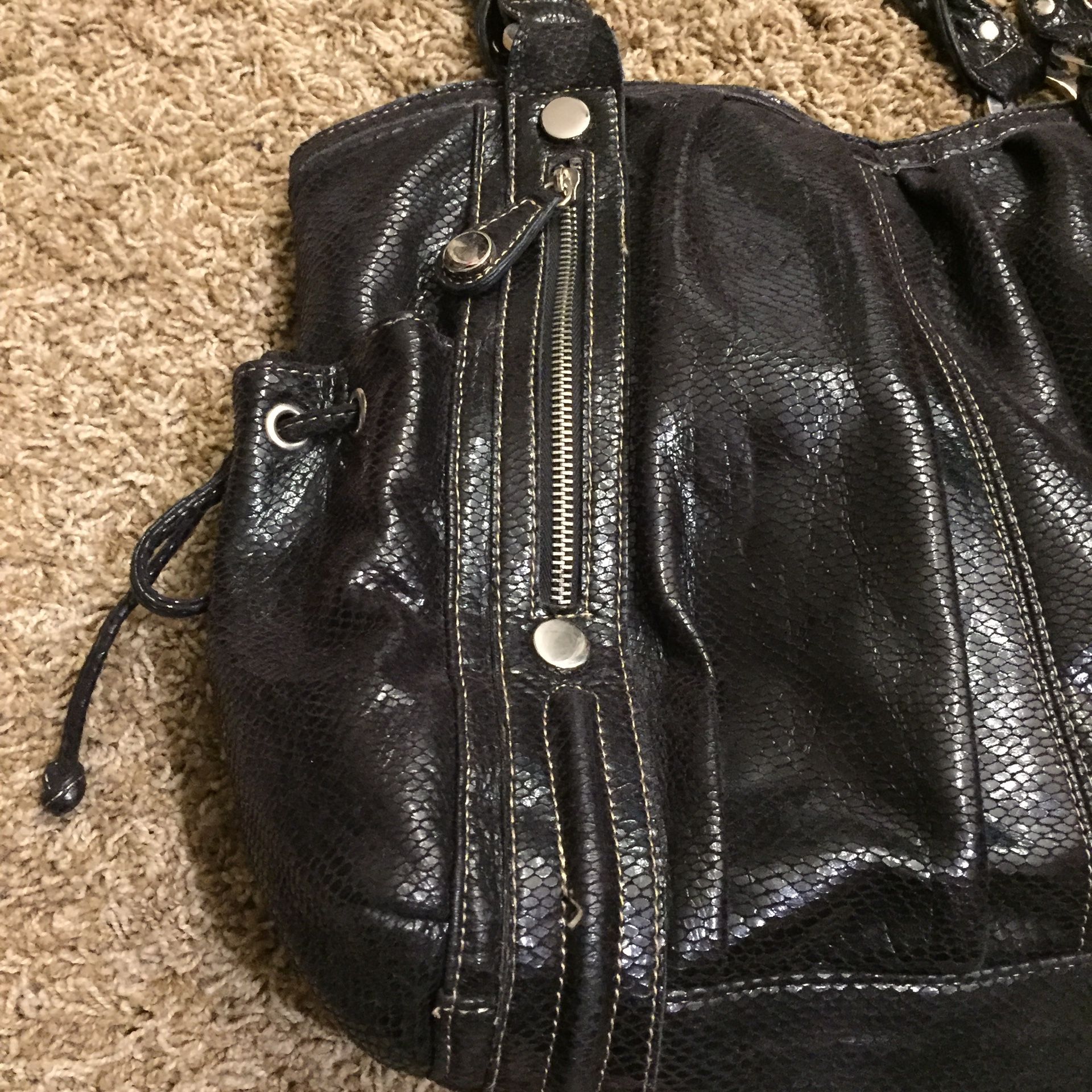 Style & co handbag shoulder purse black leather