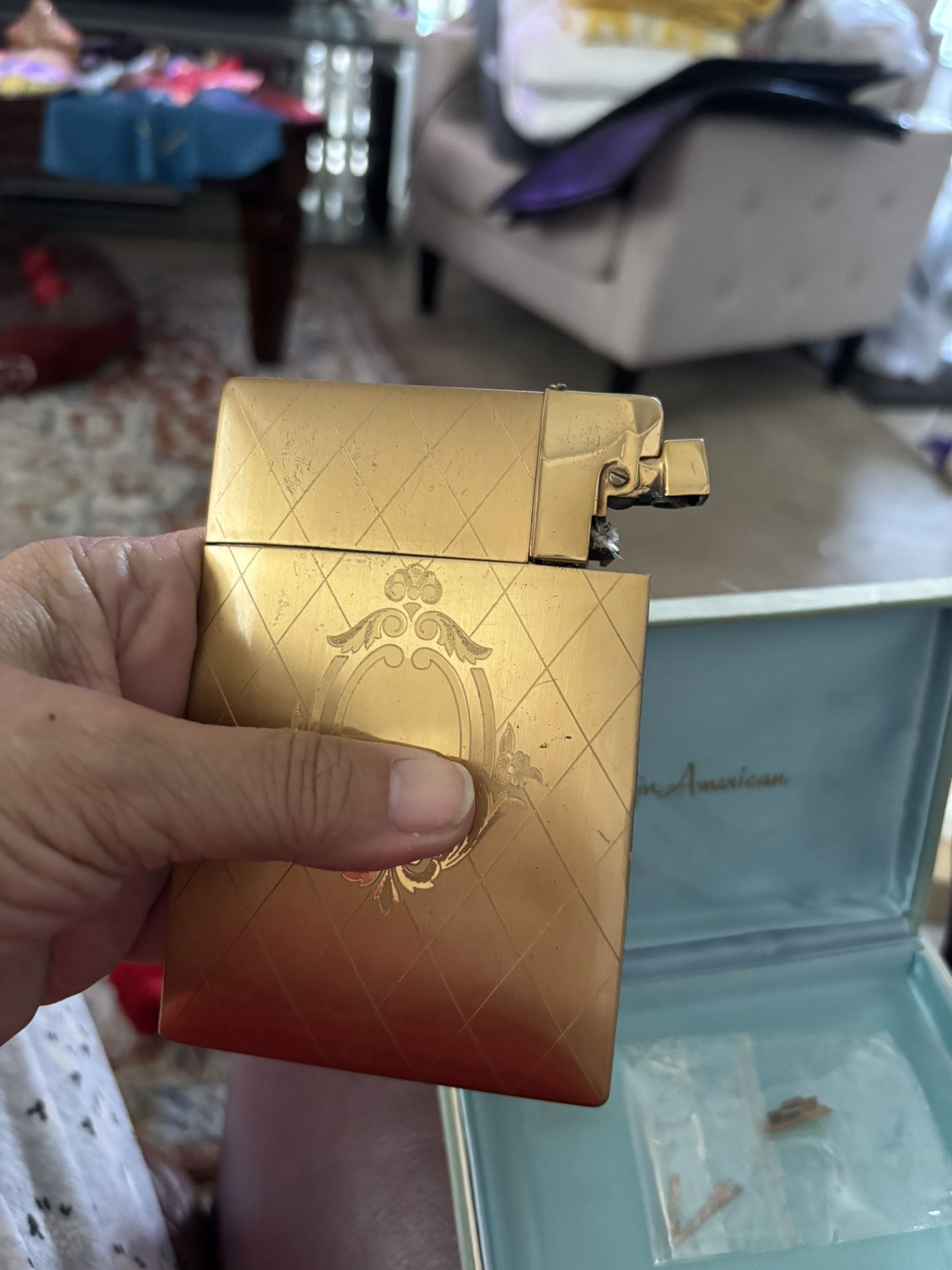 vintage lighter cigarette case Lot My Antique 1940s Cigarette Case