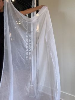 Sheer white textured curtains 52W 96L