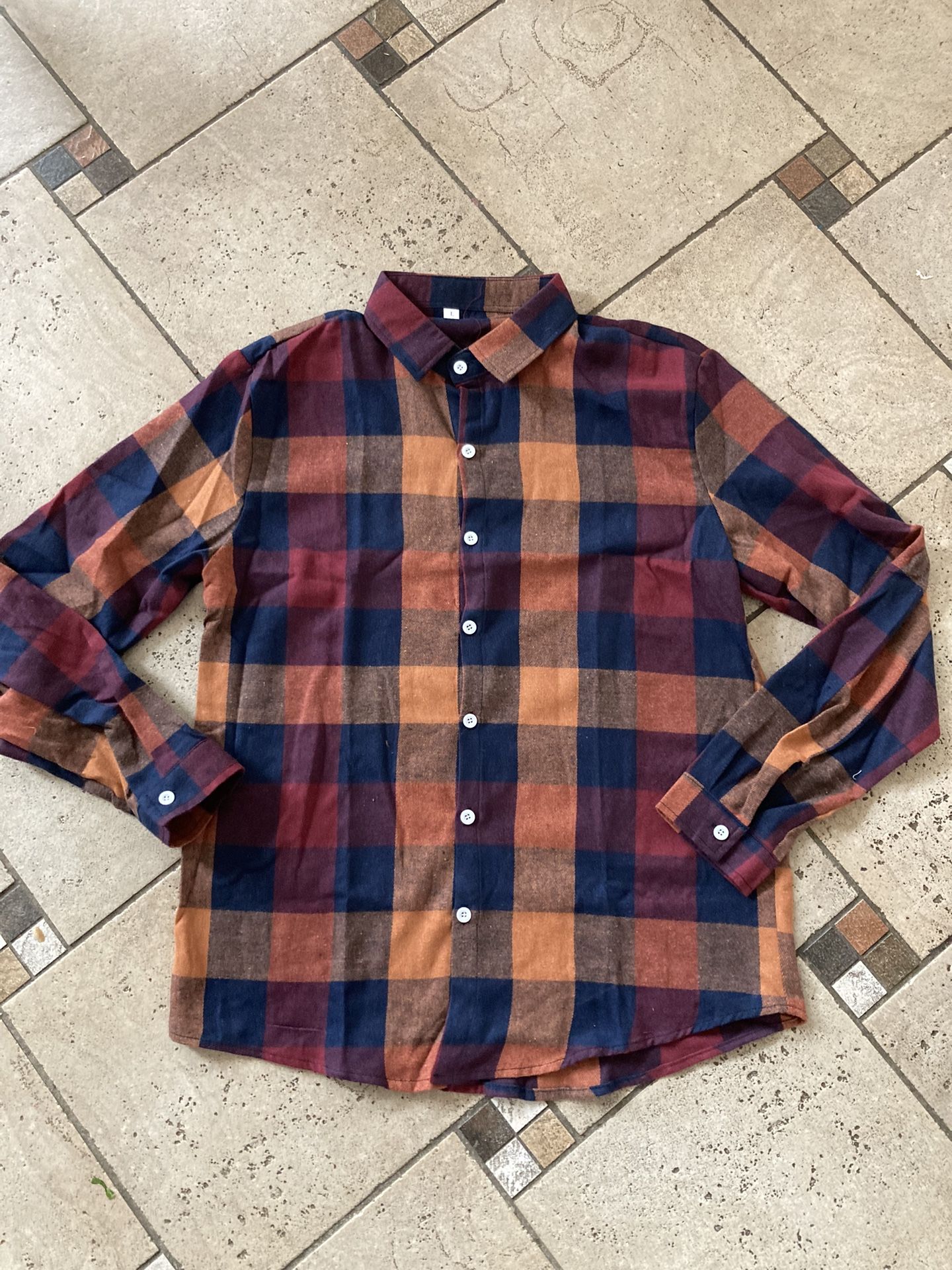 NEW Men Plaid Print Casual Shirt Size M