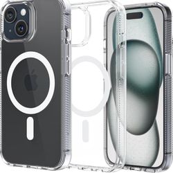 Magnetic for iPhone-15-Plus Case Clear: [Compatible with MagSafe] [Anti Yellowing] [Military Grade Protection] Slim Shockproof Protective Phone Cases 