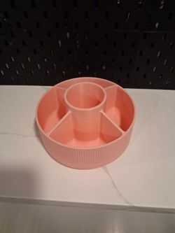 360° Rotating Makeup & Desk Organizer – Multi Compartment Storage Tray(Light Pink)