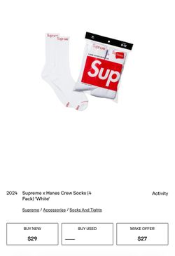 2 packs of Supreme socks, 8 pairs total.