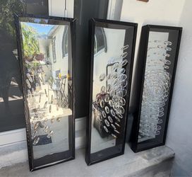 Set of 3 Modern Mirrored Wall Art Panels frames