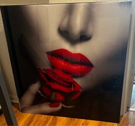 Large Glam Red Lips Wall Art – Set of 2 - 39”x39” each