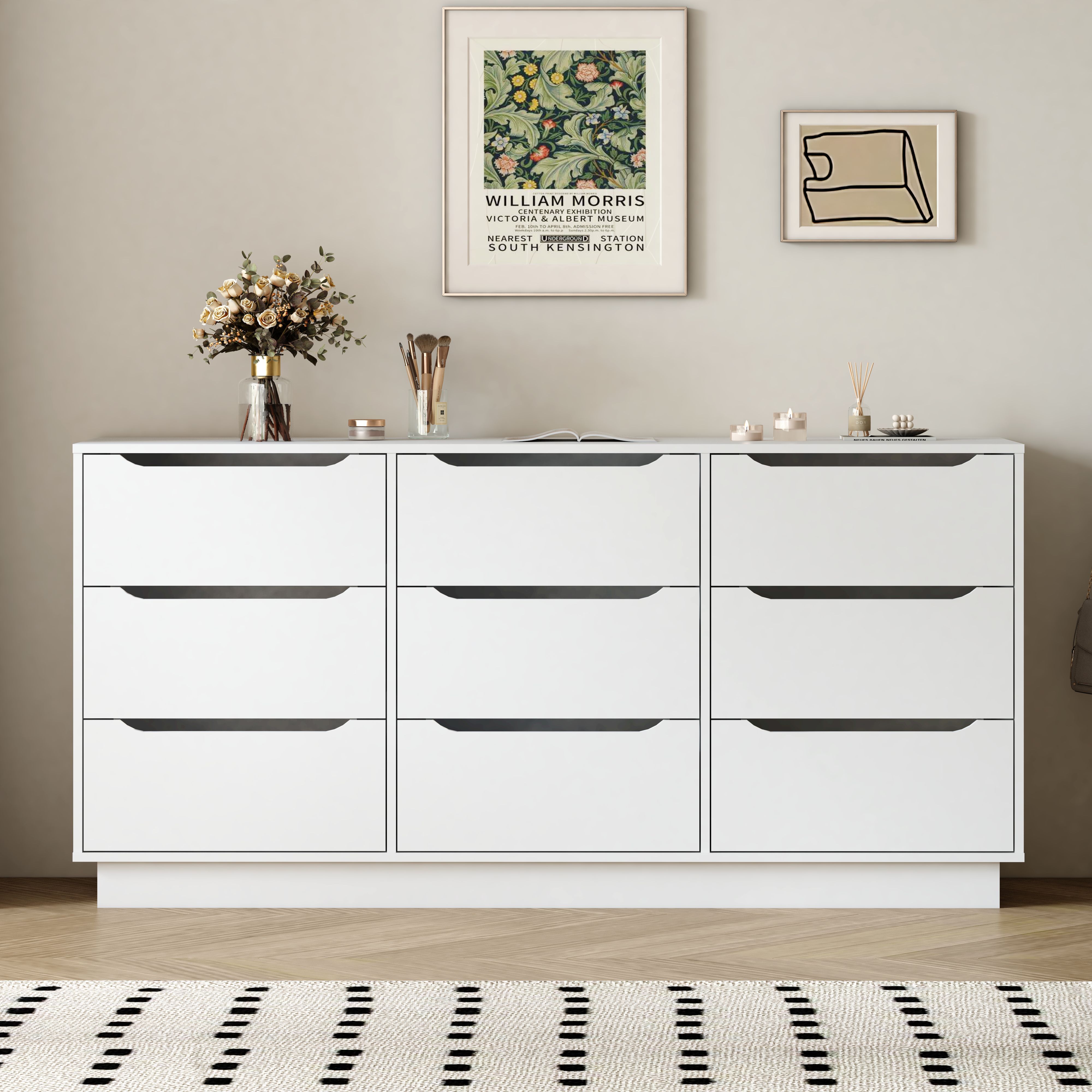 Brand New Sealed 9 Drawer Dresser White Modern Storage Cabinet